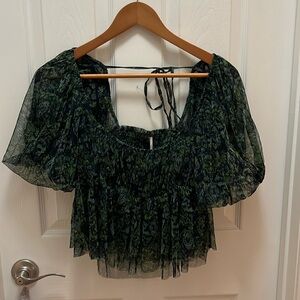 Free people sheer puff sleeve top